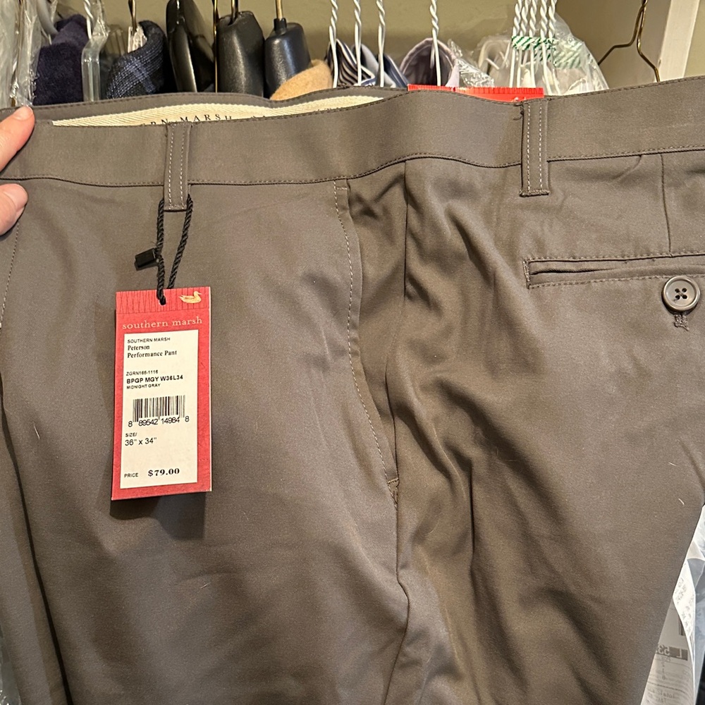Southern Marsh Men's Gray Peterson Performance Slacks 36x34